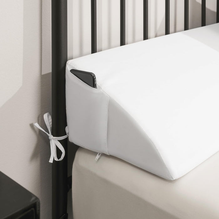 downluxe King Size Bed Wedge Pillow for Headboard - Headboard Pillow King Bed, Mattress Gap Filler to Close The Gap(0-6") Between Mattress and Headboard or Wall, White(76"x10"x6")
