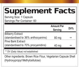 Vision Defender BP Eye Supplement: Bilberry and Pine Bark Extracts for Eye Pressure and Eye Health Support (60 Vegan Capsules)