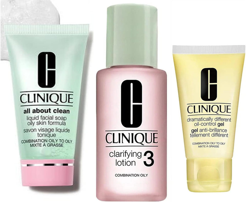 CLINIQUE 3 STEP Clarifying Lotion 3 Dramatically Different Gel Facial Soap Oily