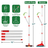 UNCLE ROCK Magic Broom with V-Shape Brush, 2 in 1 Squeegee Broom for Floor Cleaning, 60” Long Handle Silicone Broom Sets to Clean pet Hair, Ketchup, Glass Shards Red