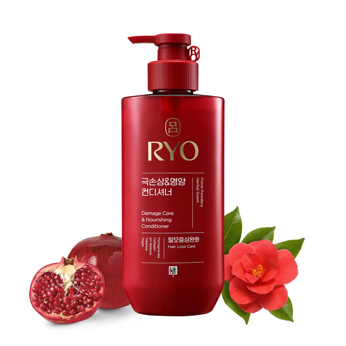 Ryo Hair Damage Care & Nourishing Conditioner with Korean Ginseng & Caffeine - Repair and Moisturizing, Hair Loss Care, Strengthening hair roots, 16.2 Fl Oz.