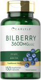 CARLYLE Bilberry Extract Capsules 3600mg | 150 Count | Vegetarian, Non-GMO