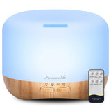 Homeweeks 300ml Essential Oil Diffuser, Quiet Aromatherapy Mist Diffusers for Essential Oils, Wood Grain Ultrasonic Oil Diffuser with Remote Control,Timer, 7 Colors Light for Bedroom (300ml)…