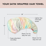 Kitsch Satin Wrapped Microfiber Hair Towel Wrap for Women - Quick Dry Towel | Microfiber Towel for Hair | Hair Drying Towel Wrap for Long Hair | Hair Towels for Women | Hair Turban Towel (Aura)