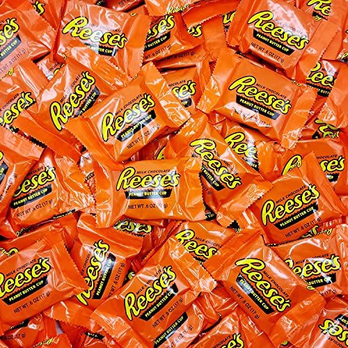 Reeses Peanut Butter Snack Size Cups Candy - Peanut Butter covered in Rich Milk Chocolate - Gluten Free - individually wrapped Bulk Candy (2 Pound)