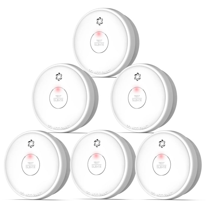Fire Alarms Smoke Detectors, Smoke Alarm Battery Operated,Fire Alarm with Test Button & Low Battery Signal, Photoelectric Technology Fire Detectors for Bedroom and Home (6-Pack)