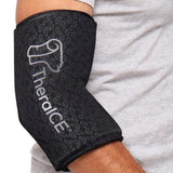 TheraICE Elbow Ice Pack PRO Compression Sleeve, Reusable Gel Cold Packs Brace for Knee, Shin Splints, Calf Strain, Flexible Cold Wrap Recovery, FocusZone Technology for Extra Cooling & Pressure (S)