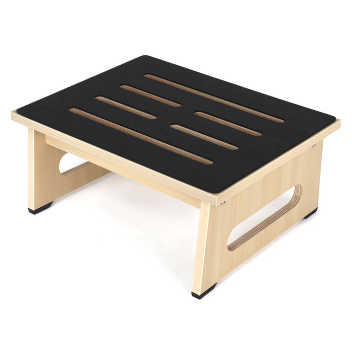 One Step Stool for Adults Seniors with Non-Slip Rubber Stepping Feet, Heavy Duty Platform Step Stools, 450 LB Portable Bed Steps for High Beds for Bathroom,Bedroom,Kitchen & Bedside Support,Light Wood