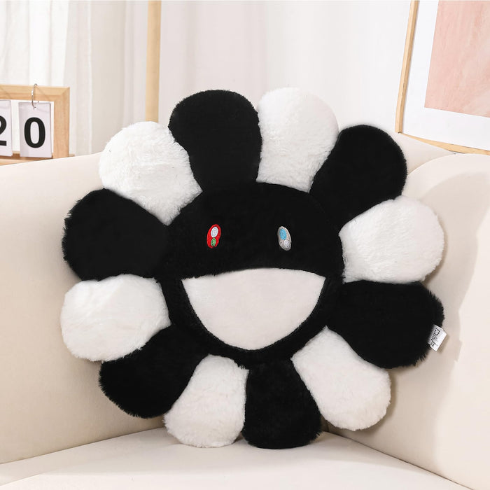 FIONOUT Smile Face Flower Pillow, Decorative Throw Pillows, 15.7 Inch