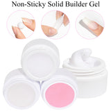 MIZHSE Solid Builder Gel for nails, 3 Colors Sculpture Nail Extension Gel for Nails, Clear White Pink Non-Sticky Hand Builder Gel Carving Gel Modeling Nail Art Gel for Nail Art Salon Home DIY Gift