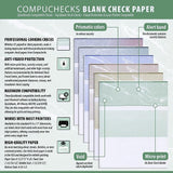 Compuchecks Blank Check Paper - 100 Pack - Computer Security Business Checks, QuickBooks & Laser Printer Compatible - Check On top, Voucher On Bottom - Check Paper Size 8 1/2-11 - Blue Pinstripe