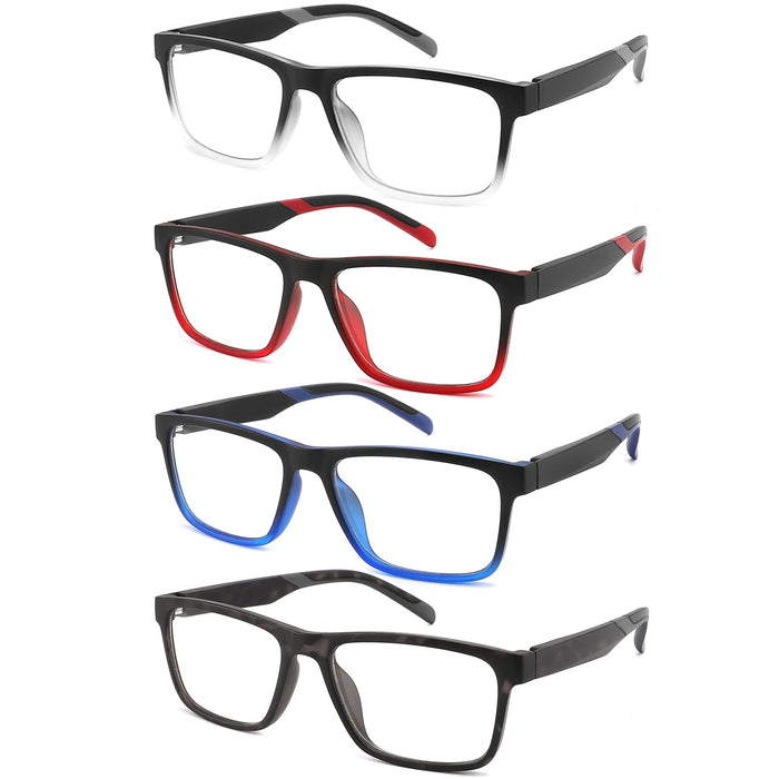 acavefox 4 Pack Reading Glasses 2.5 Men Readers Computer Blue Light Blocking Fashion Comfortable Eyeglasses with Spring Hinge