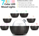 280ml Glass Essential Oil Diffuser Aromatherapy Diffusers Ultrasonic Cool Mist Humidifier with 2 Mist Modes & 7 Color LED Lights and Waterless Auto Shut-Off for Home Office Spa Bedroom,Dark Wood Grain