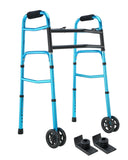 OasisSpace Heavy Duty Folding Walker, Bariatric Walker with 5 Inches Wheels for Seniors Wide Walker Supports up to 500 lbs [Walker Accessories Included] (Heavy duty size)