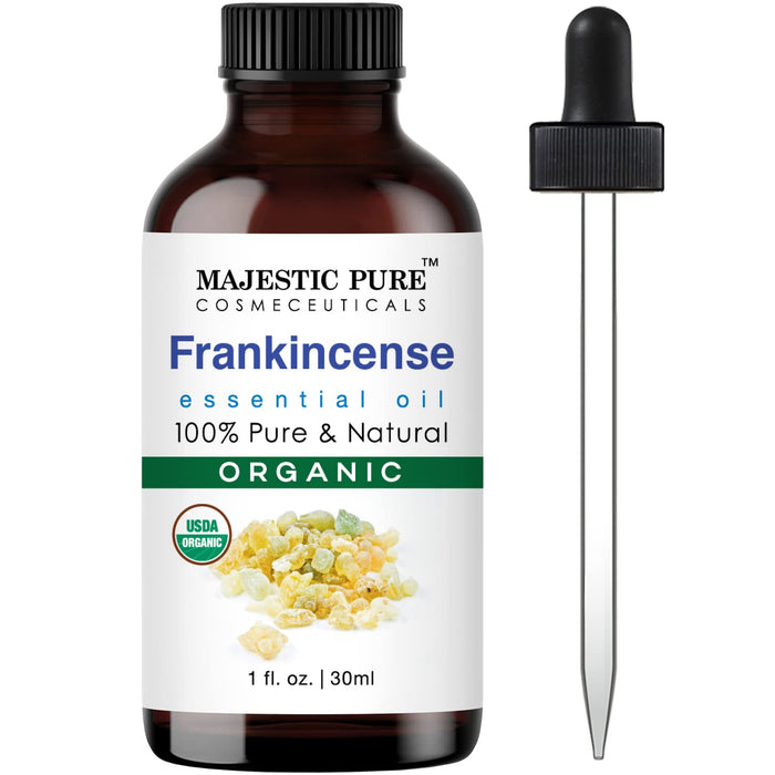 Majestic Pure Frankincense Essential Oil - USDA Organic 1 fl oz | Premium Quality Oil for Skincare, Diffuser, Hair Oil & Aromatherapy