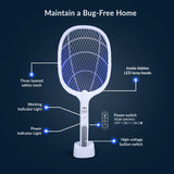 2 in 1 Electric Bug Zapper, Mosquitoes Trap Lamp & Racket, USB Rechargeable Electric Fly Swatter for Home and Outdoor Powerful Grid 3-Layer Safety Mesh Safe to Touch, Pack of 4