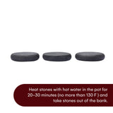 Pino Products Hot Massage Stones - 6 Large Essential Black Basalt Stones - Massage Therapy, Relaxation Basalt Stones - Rock Stone Massage Kit Warmer - Massage Tools for Professional or Pain Relief