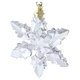 Swarovski Annual Edition 2024 Snowflake Ornament, Clear Faceted Crystal with Gold-Tone Metal Accents and Green Rayon Ribbon, Part of The Annual Edition Collection