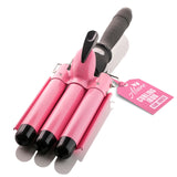 Alure Three Barrel Curling Iron Wand Hair Waver with LCD Temperature Display - 1 Inch Ceramic Tourmaline Triple Barrels, Dual Voltage Crimp