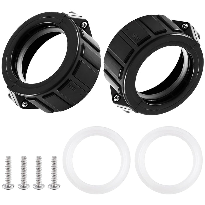 2" Spa Hot Tub Heater Split Nut Unions with Screws and Heater Gasket, Compatible with Balboa Gecko Hot Tub Heater Assemblies Replacement Parts, Replacement for 0121109020 Split Heater Nuts - 2 Pcs