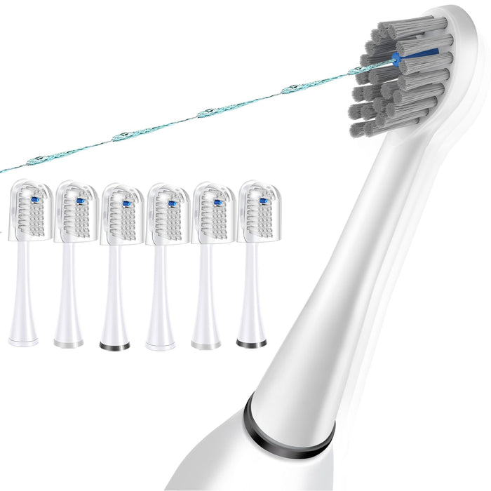 Flossing Toothbrush Head Replacement, Compatible with Water-pik Sonic Fusion / 2.0 SF-01, SF-02, SF03 & SF-04 Tooth-Brush and Water Flosser Combo Brush Heads (Compact, White(6Packs))