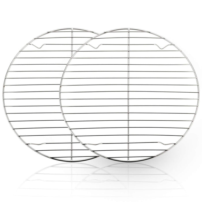 TEAMFAR Round Cooling Rack Set of 2, 10½ Inch Round Wire Rack Baking Steaming Roasting Rack Set Stainless Steel, Healthy & Mirror Finish, Oven & Dishwasher Safe