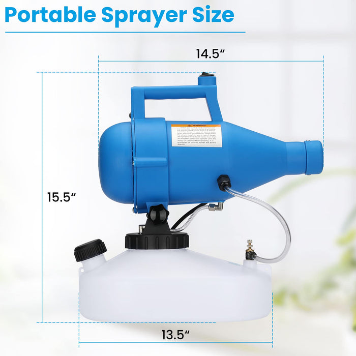 Srora Electric Portable Fogger Sprayer 4.5L (1.2 Gallon)，Electric Sprayers in Lawn and Garden，Portable Atomizer Foggers，Spray Distance is 30 Feet，Average Droplet 30 Micron，Fogger Multi Scenario Use