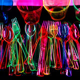 Supernal 216pcs Neon Party Supplies Plates,Includes Hard Plastic Dispoable Neon Party Plates,Cups,Cutlery Forks Knives Spoons in Neon Pink,Blue,Green,Yellow, Pefect for Birthdays,Halloween Party