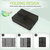 FYY 2 Pcs Daily Pill Organizer, 7 Compartments Portable Pill Case Travel Pill Organizer,[Folding Design]Pill Box for Purse Pocket to Hold Vitamins,Cod Liver Oil,Supplements and Medication-Clear Black