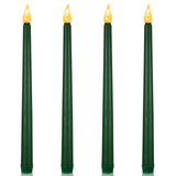 Honoson 4 Pieces Christmas LED Taper Advent Candles Flameless Taper Candles Flickering Candles for Halloween Hanukkah Christmas Advent Rituals Holidays Church, Celebration Home Decor (Green)