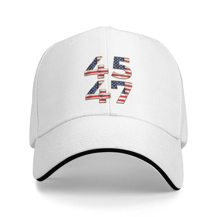 THRU Trump 2024 President Hat Trump 45 and 47 American Flag 45 47 Trump Hat Pro Trump 2024 Baseball Cap Funny Trucker Hat White