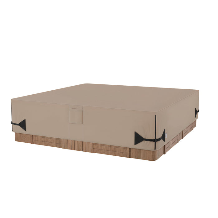 iBirdie Outdoor Waterproof Hot Tub Cover 88 x 88 inch fit 85 x 85 or 86 x 86 or 87 x 87 Square SPA 600D Heavy Duty Weatherproof Cover Protectors Protective Cap, Brown