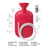 Flents Douche and Enema Combination Kit for Men and Women, Large Capacity, Multipurpose Cleaning System, Made with Comfortable Material, Red (1.66 L)