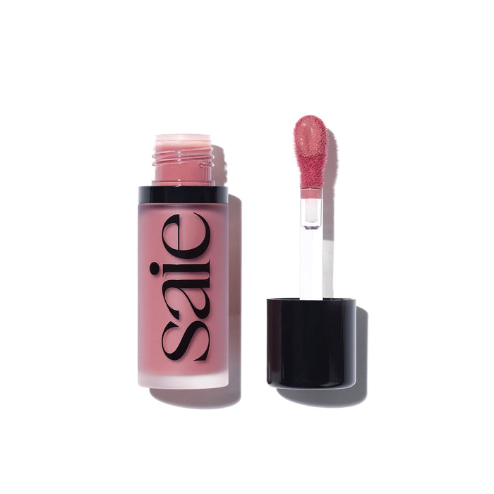 SAIE Dew Blush - Lightweight Liquid Blush with a Blendable + Buildable Cream Finish - Dewy Cheek Tint with Doe Foot Wand Makeup Applicator - Mauve Blush - Chilly (.40 oz)