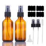 LUFEVRM 60ml Amber Glass Spray Bottles,Empty Small Refillable Reusable Travel Fine Mist Spray Bottles for Hair,Cleaning,Aromatherapy and Essential Oil with Extra Mist Sprayer(2 Pack)