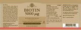 Solgar Biotin 5000 mcg, 100 Veg Caps - Promote Healthy Skin, Nails & Hair - Supports Energy Production, Protein, Carbohydrate & Fat Metabolism - Vitamin B - Non GMO, Vegan, Gluten Free - 100 Servings