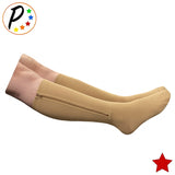 Presadee Original Closed Toe 20-30 mmHg Zipper Compression Calf Leg Socks (L/XL, Beige)