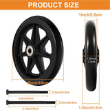 2Pcs 6 Inch Replacement Wheelchair Wheels for Walkers - Environmentally Friendly Rubber Material, Wear-Resistant PU Tires, Anti-Slip, and Durable ABS Wheel Hub (6IN Narrow 2Pcs)