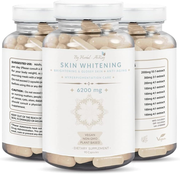 Glutathione Skin Whitening Pills – Natural Skin Lightening Pills with Collagen, Acne Scars & Dark Spot Remover, Skin Bleaching Supplement with Anti-Aging & Antioxidant Effect, 90 Vegan Capsules