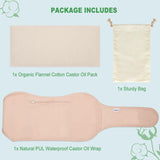 DEROWN Castor Oil Packs for Liver Detox, Less Mess Made of Organic Cotton Flannel & Waterproof PUL, Reusable Massage Castor Oil Pack Kit with Anti Oil Leak Design (Oil Not Included)