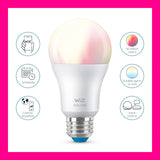 WiZ 60W A19 Color LED Smart Bulb - Pack of 1 - E26- Indoor - Connects to Your Existing Wi-Fi - Control with Voice or App + Activate with Motion - Matter Compatible