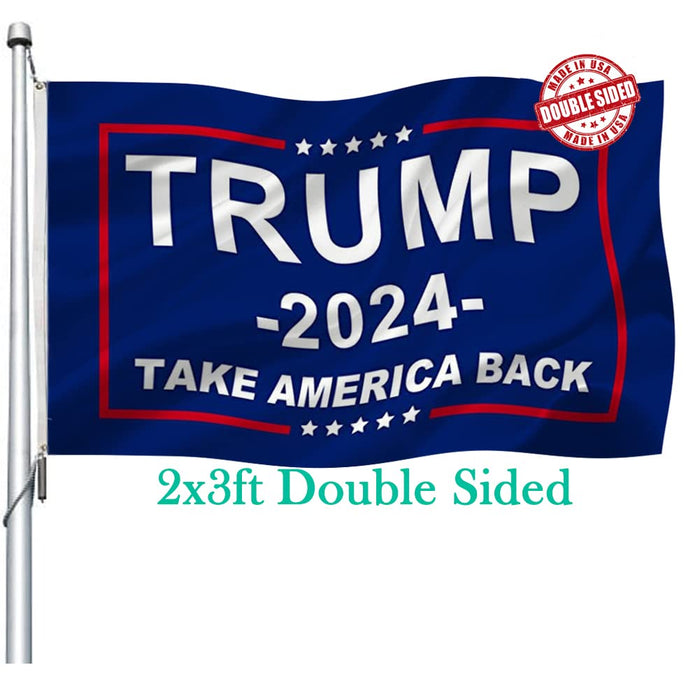 Trump 2024 Flag Double Sided 2x3 Outdoor- Donald Trump Take America Back Flags Banner Heavy Duty Durable Polyester 2024 Trump for President Flag with 2 Brass Grommets 4 Rows Stitched