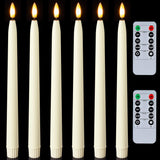 Homemory 11 inches Waxy Flameless Taper Candles with Remote Timer Dimmer, 6 Pcs Battery Operated Taper Candles with Flickering Flame, Ivory LED Candlesticks for Wedding, Christmas Indoor Decoration