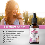 Feminizer by SMS, Pueraria Mirifica Drops For Estrogen | Premium Grade | Herbal Liquid Extract | Non-GMO, Organic, Vegan, Alcohol Free Tincture | 2 Fl Oz (60ml) | For Trans Women Ladyboy LGBT