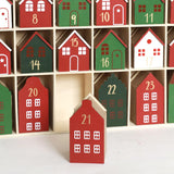 PIONEER-EFFORT Christmas Wooden Advent Calendar With 24 PCS Calendar Houses To Fill Small Gifts Christmas Tabletop Decoration