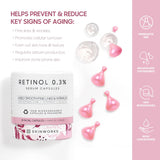 SKINWORKS Retinol Anti Aging Serum Capsules for Face with Hyaluronic Acid Serum for Face, Facial Glow Serums Smoothening Fine Lines & Wrinkles, Instantly Plump & Hydrates Skin, Unscented, 14 Capsules