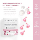 SKINWORKS Retinol Anti Aging Serum Capsules for Face with Hyaluronic Acid Serum for Face, Facial Glow Serums Smoothening Fine Lines & Wrinkles, Instantly Plump & Hydrates Skin, Unscented, 8 Capsules