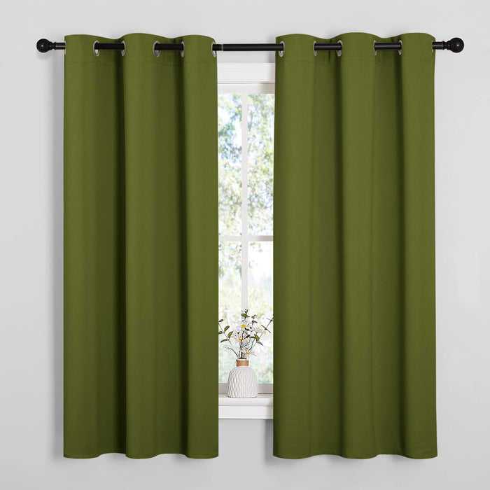 NICETOWN Christmas Window Decoration Thermal Insulated Solid Grommet Blackout Curtains/Drapes for Living Room (1 Pair, 42 by 63 inches, Olive Green)