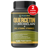 Quercetin with Vitamin C and Zinc - Quercetin with Bromelain - Quercetin 500mg - Zinc Quercetin - 120 Veggie Caps - Quercetin Supplements + Vitamin D3 - (Non-GMO, Gluten-Free, Vegan) 2 Month Supply