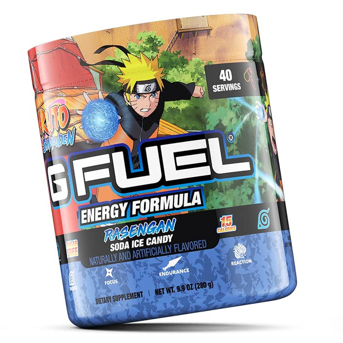 G Fuel Rasengan Energy Powder, Sugar Free, Clean Caffeine Focus Supplement, Water Mix, Soda Ice Candy Flavor, Focus Amino, Vitamin + Antioxidants Blend - 9.8 oz (40 Servings)